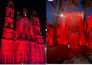 Red Week 2023 en México iluminó de rojo Catedral de Toluca y la Iglesia de San Cosme y San Damián